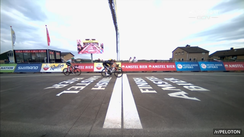 Side on photo of the finish line